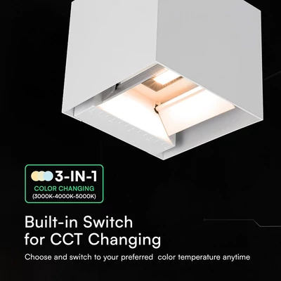 V-TAC 9W COB LED szolár fali fehér lámpa, szenzorral, CCT, Type-C csatlakozóval - SKU 24063-1