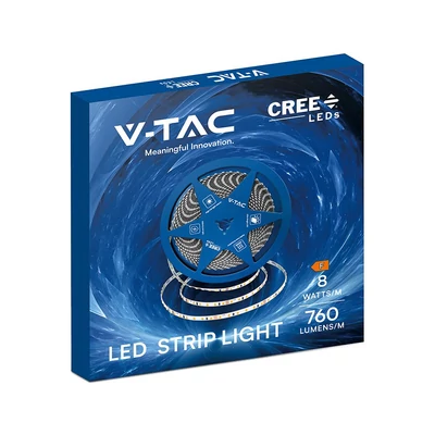 V-TAC DC24V 5mm SMD CREE LED szalag IP20, SMD 2835 chip, 120 LED/m, meleg fehér - SKU 240806