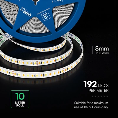 V-TAC DC24V SMD CREE LED szalag IP20, 192 db/m, CCT, állítható színhőmérséklettel - SKU 240836