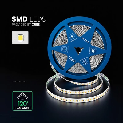 V-TAC DC24V SMD CREE LED szalag IP20, 192 db/m, CCT, állítható színhőmérséklettel - SKU 240836