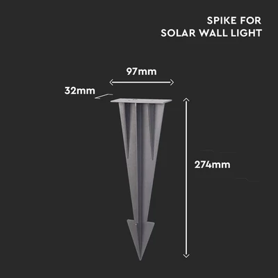 V-TAC földbe szúrható tüske SKU 24092 oszlophoz, sötét szürke, 27 cm, alumínium - SKU 24095