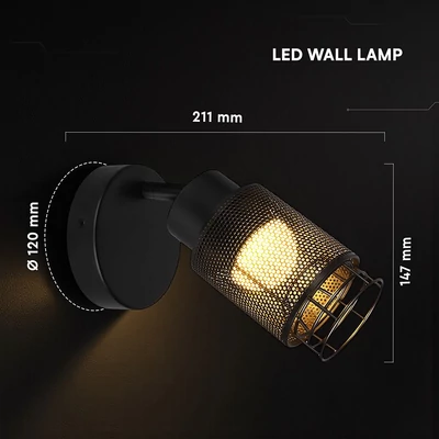 V-TAC fali dekoratív lineáris 6W lámpatest, meleg fehér, fekete - SKU 24122