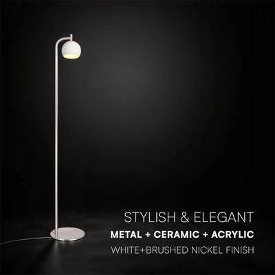V-TAC álló 10W LED lámpatest, 141cm, kerámia és fém, meleg fehér, fehér - SKU 24131