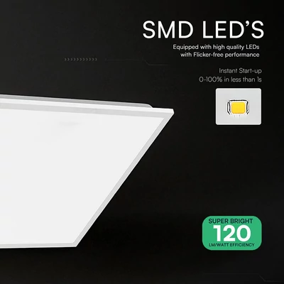 V-TAC süllyeszthető LED panel természetes fehér 36W 60 x 60cm, 120 Lm/W, Back-Lit - SKU 24141