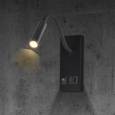 V-TAC CREE LED fali lámpa állítható flexibilis fejjel, USB töltővel, meleg fehér - SKU 241516