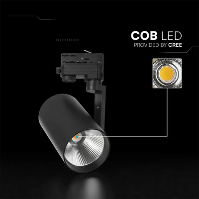 V-TAC CREE COB LED sínes spotlámpa állítható 20W, 25° szögű, meleg fehér - SKU 241546