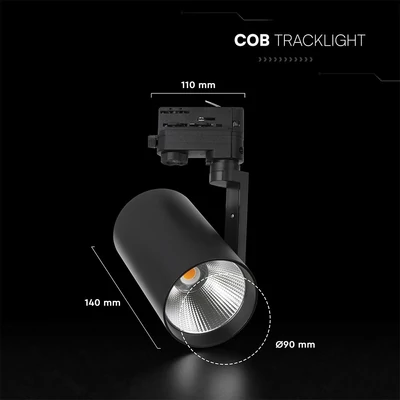 V-TAC CREE COB LED sínes spotlámpa állítható 35W, 25° szögű, meleg fehér - SKU 241576