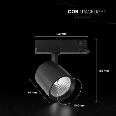 V-TAC CREE COB LED sínes spotlámpa állítható 30W, 36° szögű, meleg fehér - SKU 241606