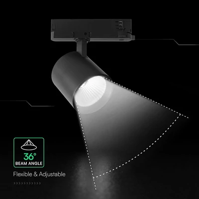 V-TAC CREE COB LED sínes spotlámpa állítható 30W, 36° szögű, meleg fehér - SKU 241606