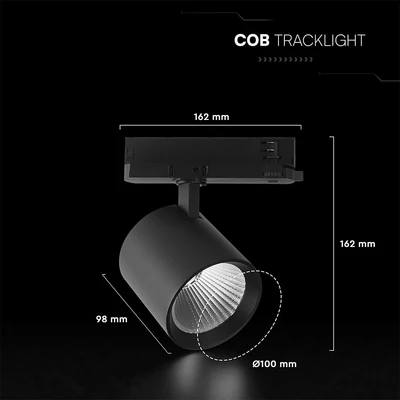 V-TAC CREE COB LED sínes spotlámpa állítható 36W, 36° szögű, meleg fehér - SKU 241636