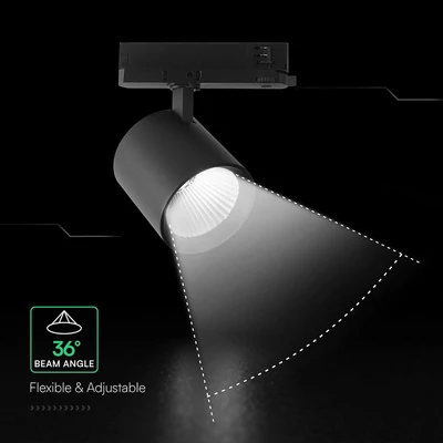 V-TAC CREE COB LED sínes spotlámpa állítható 36W, 36° szögű, meleg fehér - SKU 241636