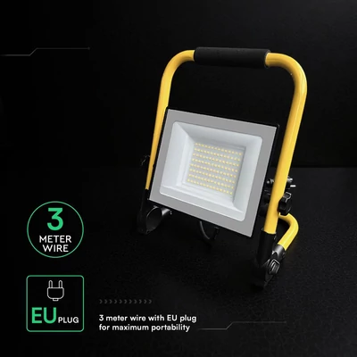V-TAC CREE SMD 50W hordozható LED reflekor állvánnyal, természetes fehér, 3 méter kábel - SKU 242186