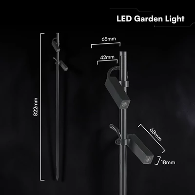 V-TAC DC24V 2x2W LED alumínium leszúrható lámpa, fekete ház, természetes fehér - SKU 24229