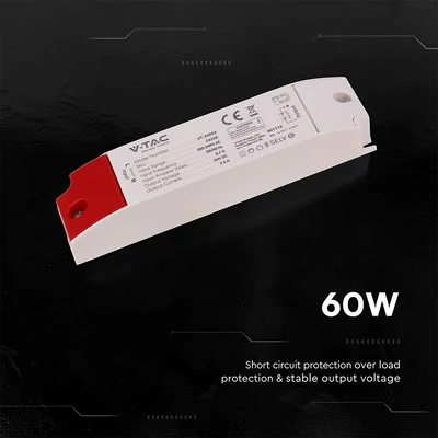 V-TAC IP44 műanyagházas LED tápegység 24V 60W 2.5A - SKU 24250