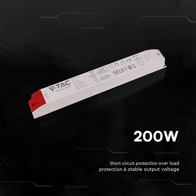 V-TAC IP44 műanyagházas LED tápegység 24V 200W 8.25A - SKU 24252