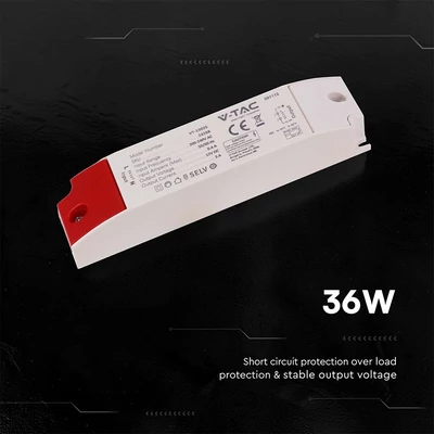 V-TAC IP44 műanyagházas LED tápegység 12V 36W 3A - SKU 24268