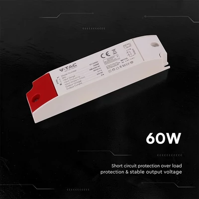 V-TAC IP44 műanyagházas LED tápegység 12V 60W 5A - SKU 24269
