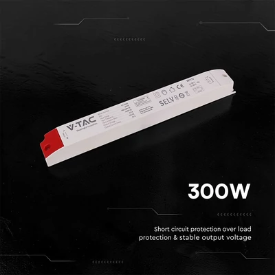 V-TAC IP44 műanyagházas LED tápegység 12V 300W 25A - SKU 24272
