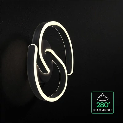 V-TAC S-alakú 22W LED fali lámpa, 300x110mm, természetes fehér, homokfekete házzal - SKU 24290