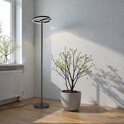 V-TAC S-alakú 25W LED állólámpa, 300x1420mm, természetes fehér, matt fekete házzal - SKU 24292