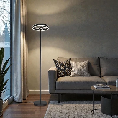 V-TAC S-alakú 25W LED állólámpa, 300x1420mm, természetes fehér, matt fekete házzal - SKU 24292
