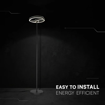 V-TAC S-alakú 25W LED állólámpa, 300x1420mm, természetes fehér, matt fekete házzal - SKU 24292