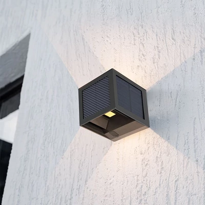 V-TAC 9W COB LED szolár fali fekete lámpa, szenzorral, állítható színhőmérséklettel - SKU 24293