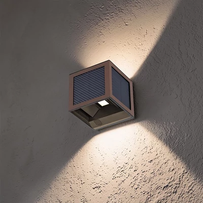 V-TAC 9W COB LED szolár fali Corten lámpa, szenzorral, állítható színhőmérséklettel - SKU 24294