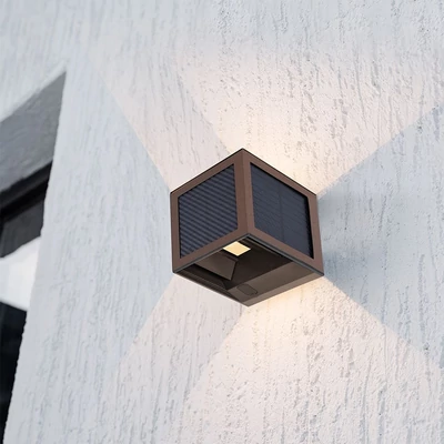 V-TAC 9W COB LED szolár fali Corten lámpa, szenzorral, állítható színhőmérséklettel - SKU 24294