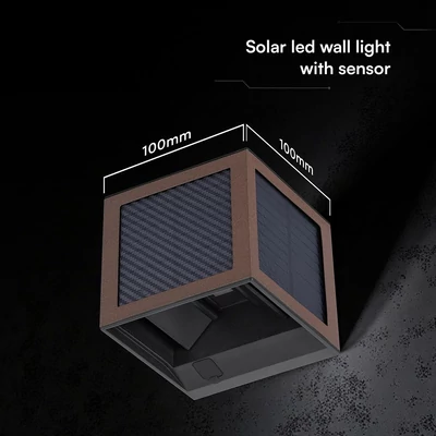 V-TAC 9W COB LED szolár fali Corten lámpa, szenzorral, állítható színhőmérséklettel - SKU 24294