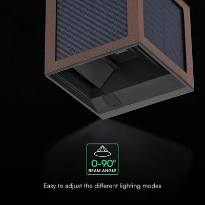 V-TAC 9W COB LED szolár fali Corten lámpa, szenzorral, állítható színhőmérséklettel - SKU 24294