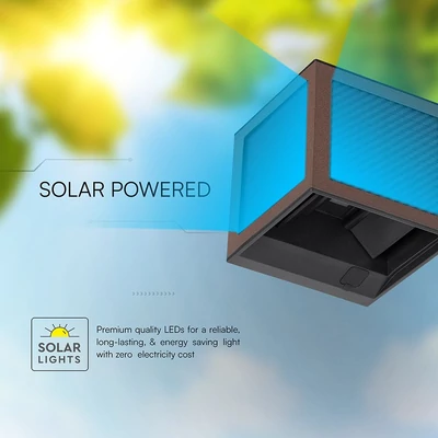 V-TAC 9W COB LED szolár fali Corten lámpa, szenzorral, állítható színhőmérséklettel - SKU 24294