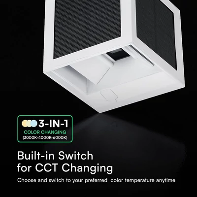 V-TAC 9W COB LED szolár fali fehér lámpa, szenzorral, állítható színhőmérséklettel - SKU 24295