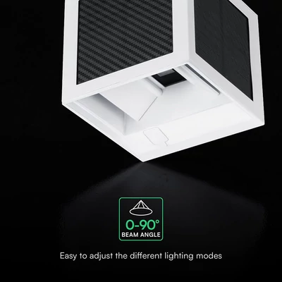 V-TAC 9W COB LED szolár fali fehér lámpa, szenzorral, állítható színhőmérséklettel - SKU 24295