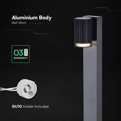 V-TAC csíkozott, GU10 foglalatos 80cm magas állólámpa, IP44, alumínium - SKU 24309