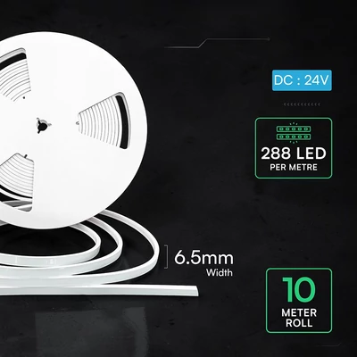 V-TAC DC24V LED neon szalag IP65 SMD 2025 chip 288 db/m, hideg fehér - SKU 24322