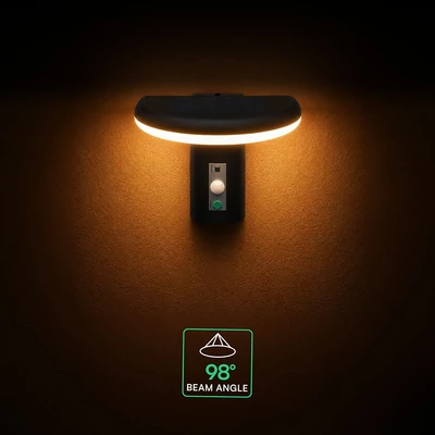 V-TAC 2W napelemes LED fali lámpa PIR szenzorral, IP54, meleg fehér - SKU 24365