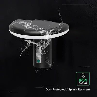 V-TAC 2W napelemes LED fali lámpa PIR szenzorral, IP54, meleg fehér - SKU 24365