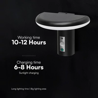 V-TAC 2W napelemes LED fali lámpa PIR szenzorral, IP54, meleg fehér - SKU 24365