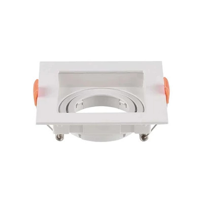 V-TAC GU10 LED műanyag spotlámpa keret, fehér billenthető szögletes lámpatest - SKU 6656