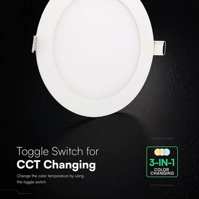 V-TAC CREE SMD süllyeszthető, műanyag, kerek LED panel 18W, CCT - SKU 78646