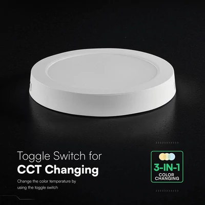 V-TAC CREE SMD felületre szerelhető, műanyag, kerek LED panel 6W, CCT - SKU 78706