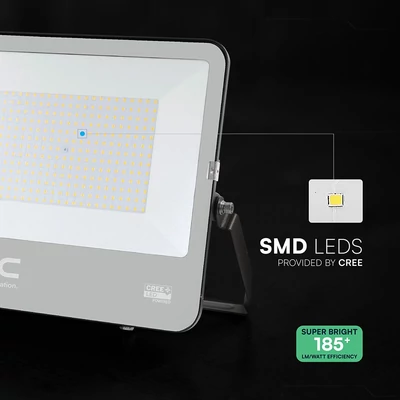 V-TAC CREE SMD B-széria LED reflektor 200W természetes fehér 185 Lm/W, fekete ház - SKU 9896-6