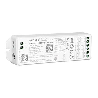 MiLight Smart 5in1 zónázható rádiófrekvenciás vezérlő + Wifi vezérlő, 5 csatornás, max. 15A - WL5