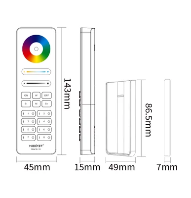MiLight 8 zónás RGB+CCT fényerőszabályzó távirányító, fehér - C5-W