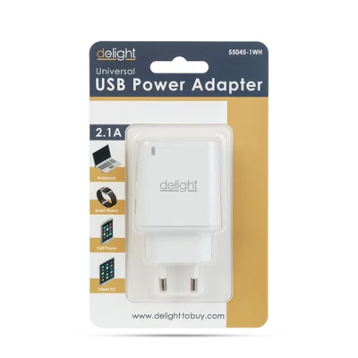 Delight USB Hálózati adapter, 5V 2.1A