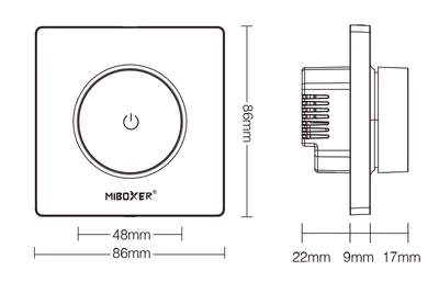 MiLight szerelvénydobozba való fényerőszabályzó, Max. 300W + 2.4GHz vezérléssel kompatibilis -TRI-K1