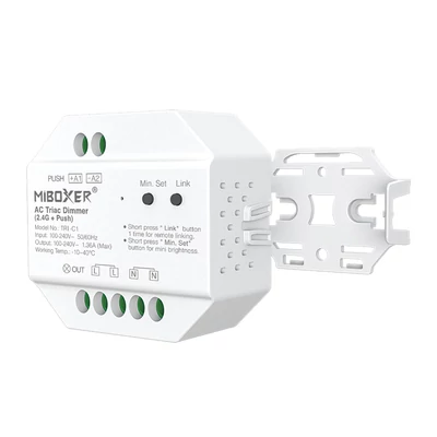 MiLight 230V Triac rádiófrekvenciás és PUSH fényerőszabályzó, Max. 300W-ig - TRI-C1
