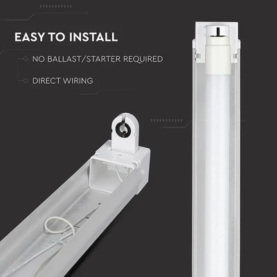 V-TAC 1 x T8 LED fénycső armatúra 60cm - SKU 6052