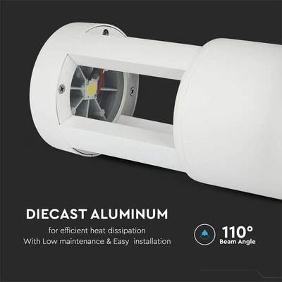V-TAC 10W kültéri COB LED lámpa oszlop 25 cm, természetes fehér, fehér házzal - SKU 8317